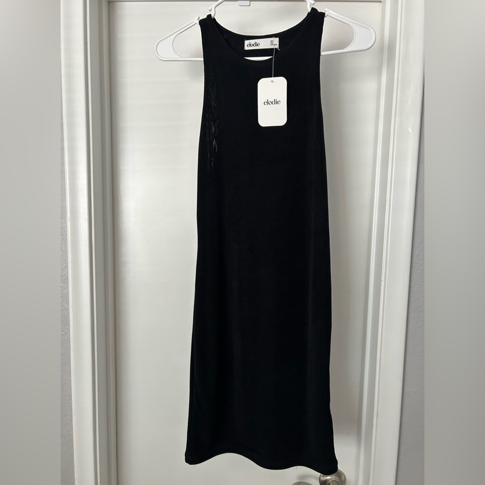 Elodie Black Halter Sheath Midi Dress